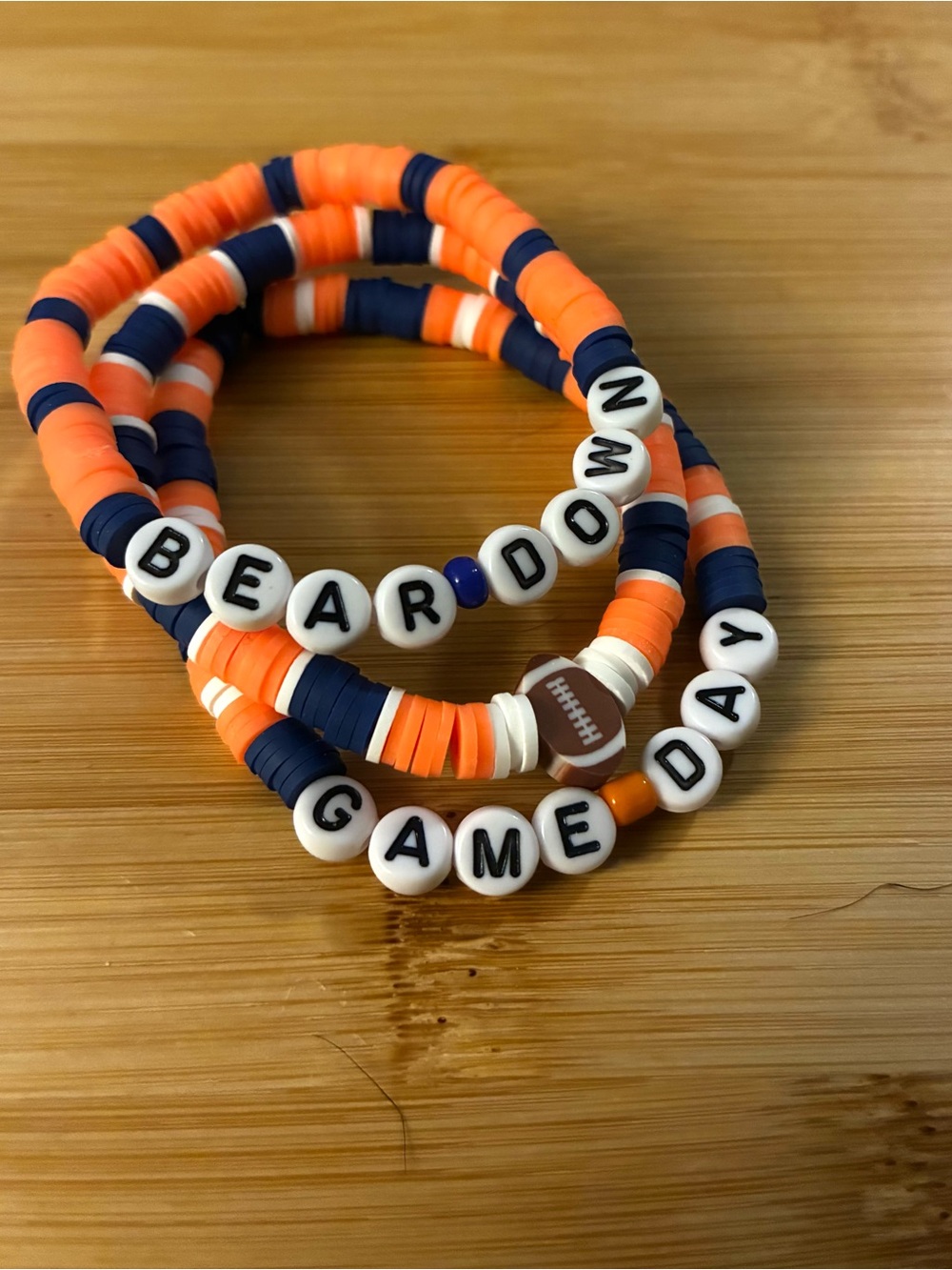 Game Day Orange & Navy Stretch Bracelet Set-Bear Down